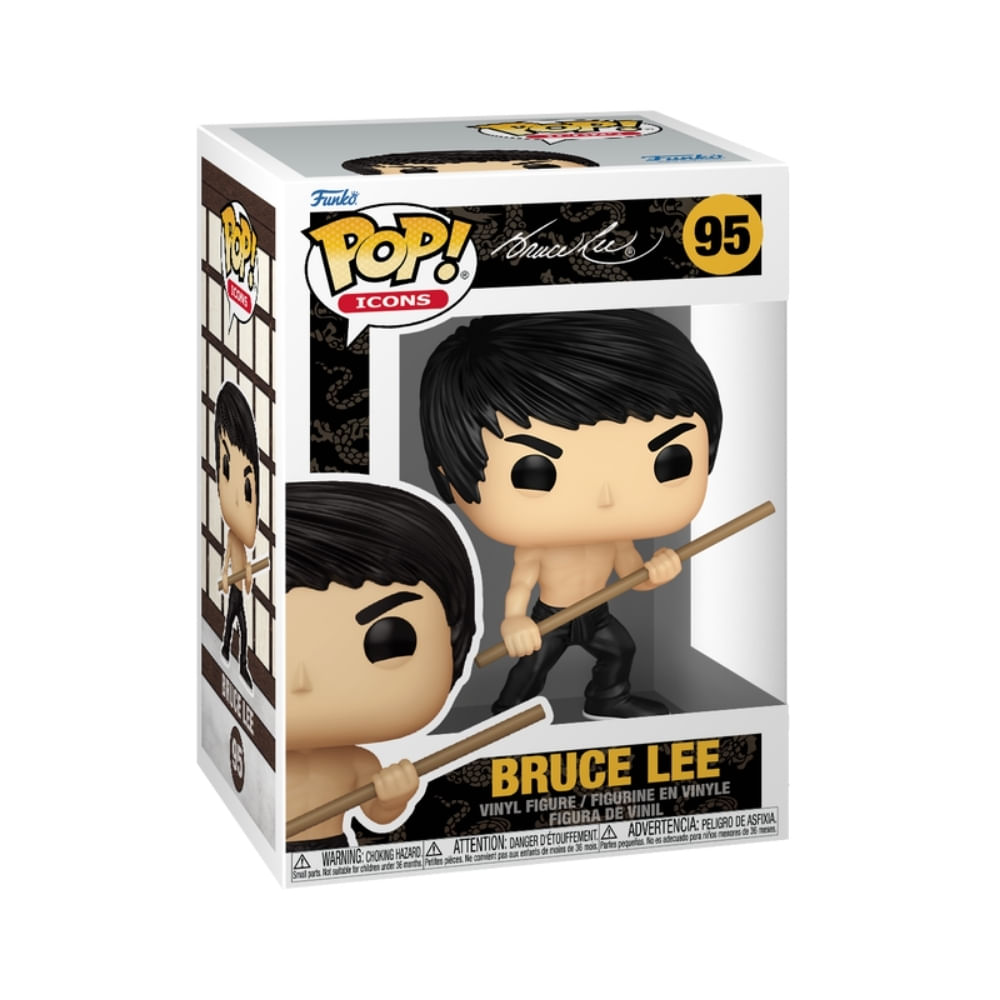 Boneco Funko Pop! Icons - Bruce Lee com Bastão Bo - Imagem 3