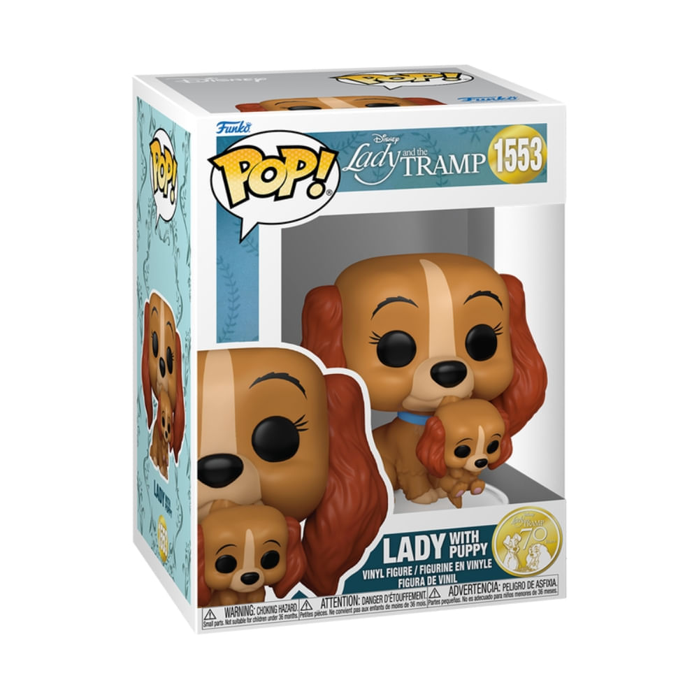 Boneco Funko Pop! Disney A Dama e o Vagabundo 70 anos - Dama com Filhote - Imagem 2