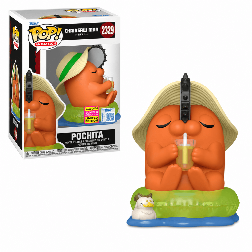 Boneco Funko Pop! Exclusivo SDCC Chainsaw Man Pochita com Chapéu de Sol