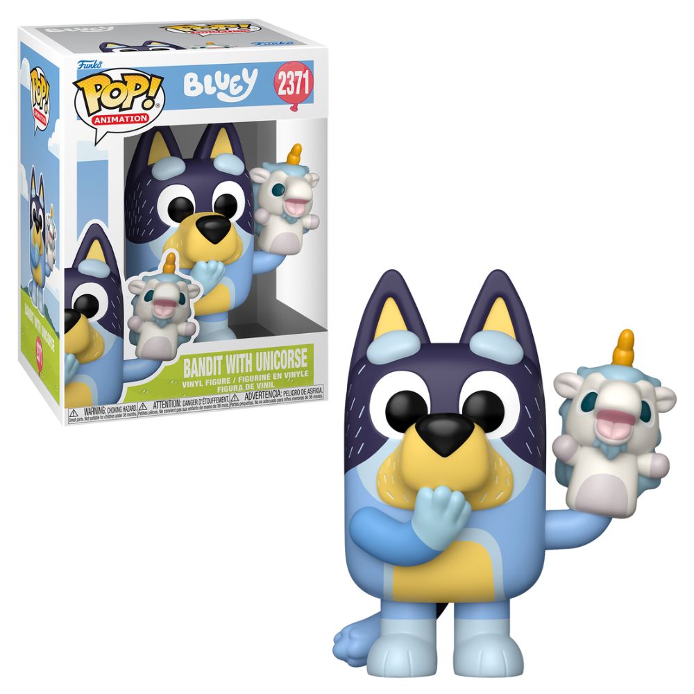 Boneco Funko Pop! Bluey  - Bandit com Unicornio